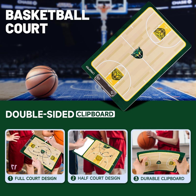 LYINGFISH Basketball Dry Erase Coaches Clipboard, Waterproof Basketball Clipboard for Coaches Double-Sided Basketball White Board for Coaches Writable and Erasable Basketball Dry Erase Board for Coaches（Green） - Image 5